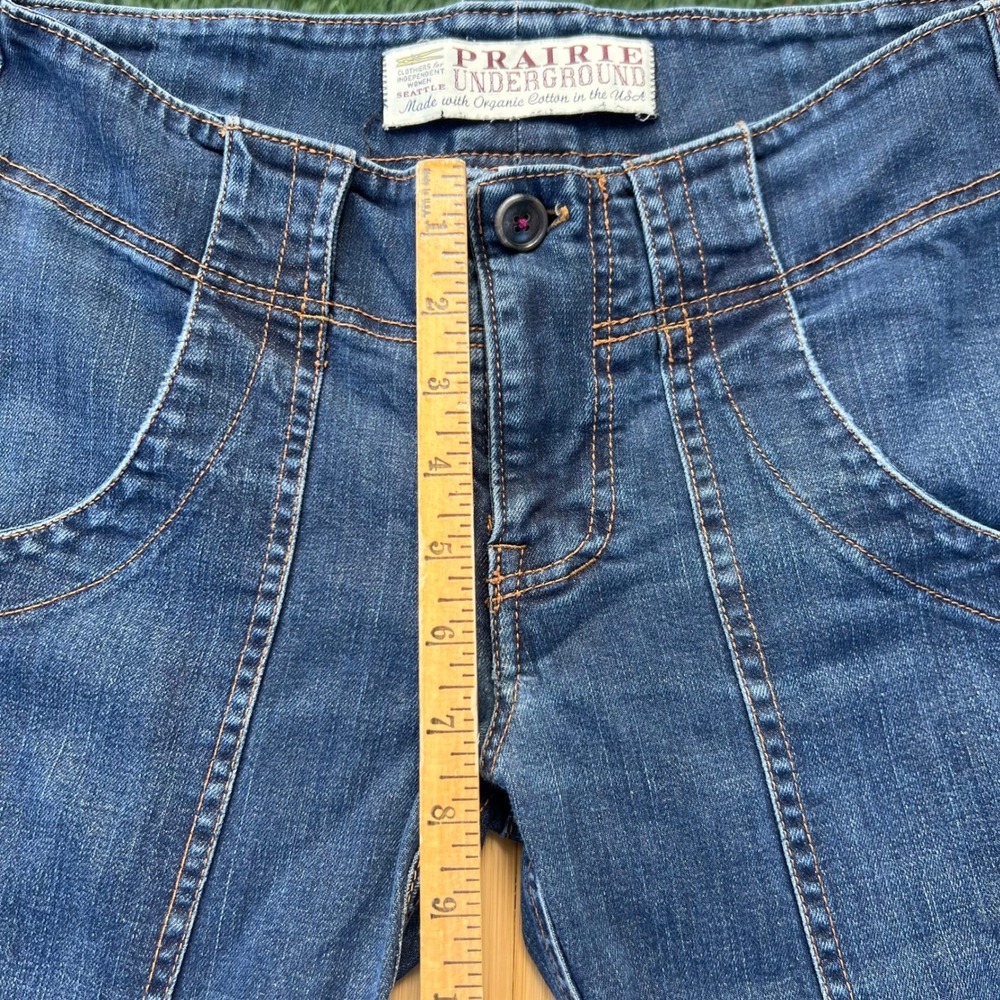 Y2K Prairie Underground Blue Organic Cotton Denim Cargo Jeans Size 28 Made USA - Picture 6 of 10